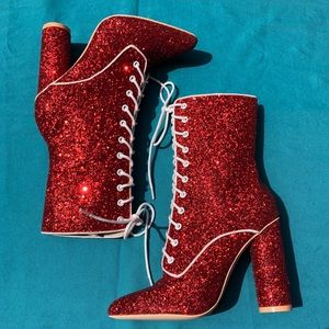Sparkly Red Glitter Boots